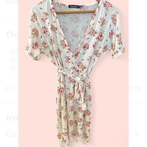 Cottage-Coquette Floral Wrap Mini Dress (Like New)